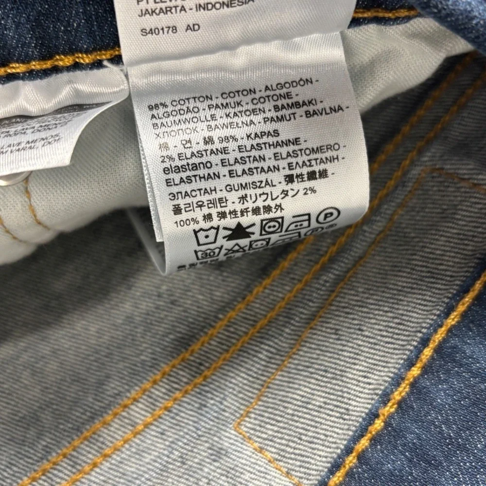 Levi's 513 Slim Straight Jeans Mens 36x32 Blue Medium Wash Stretch Denim